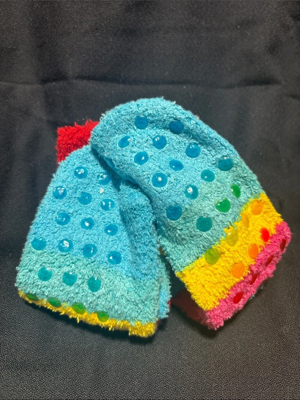 Mixit Kids Fuzzy Colorblock Slipper Socks - Red, Pink, Yellow, Blue, White